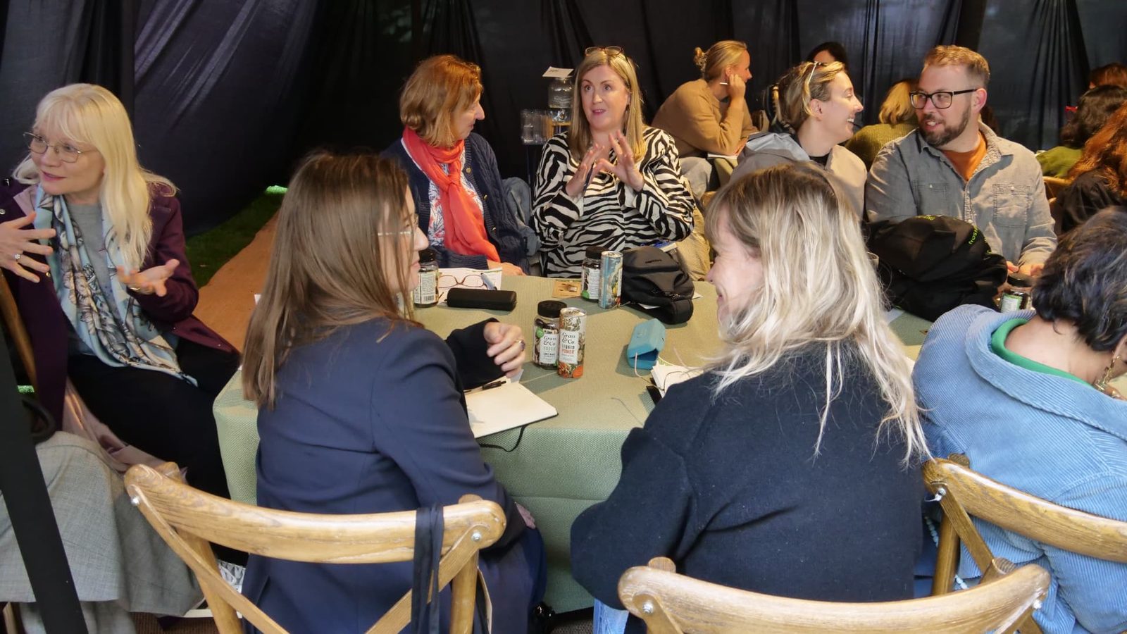 Writers in conversation around a table at the Women's Prize Live workshop