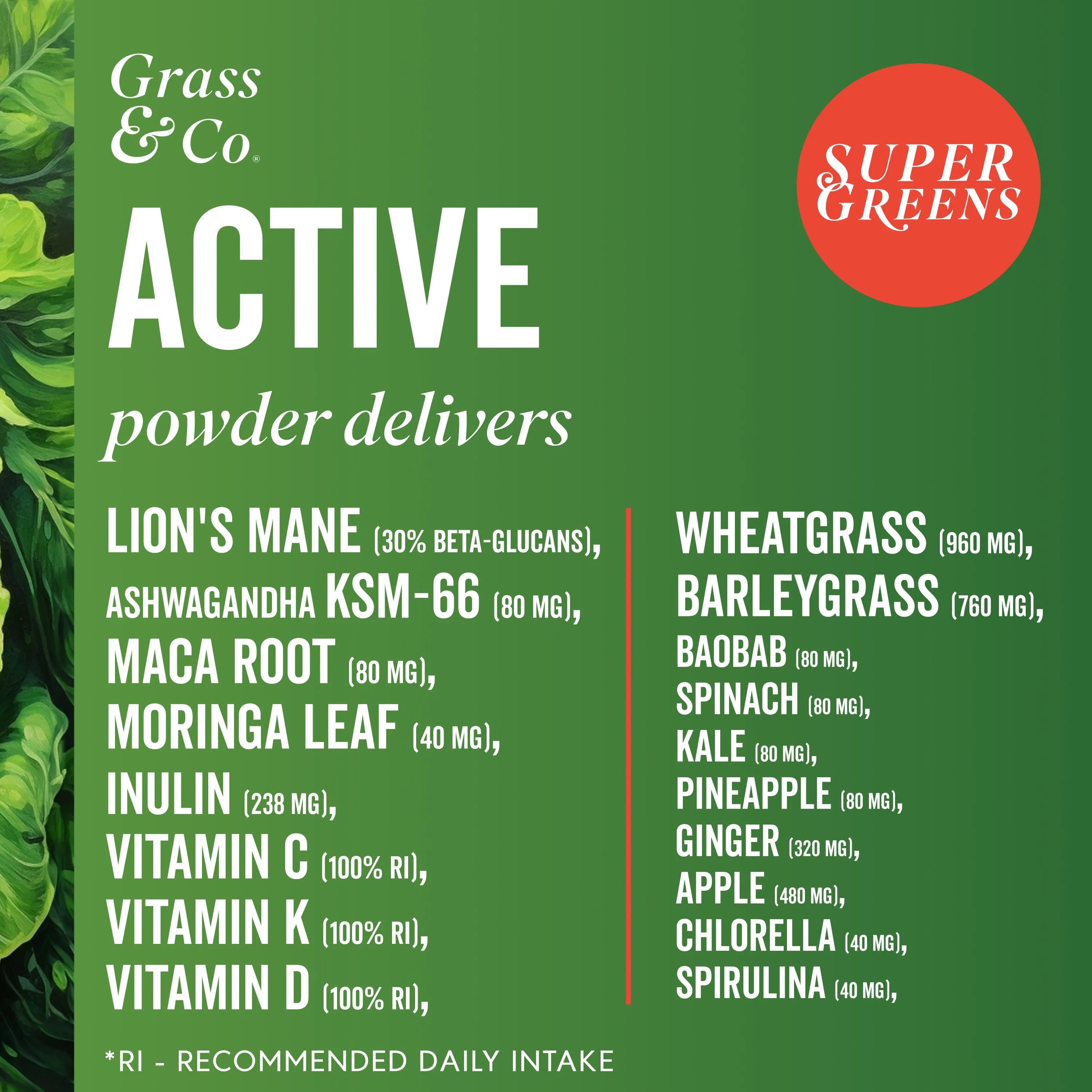 List of Key ingredients in Active Greens 